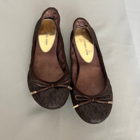 Michael Kors Brown Juliette Logo Ballet Flats Women's Size 10 - Picture 9 of 9